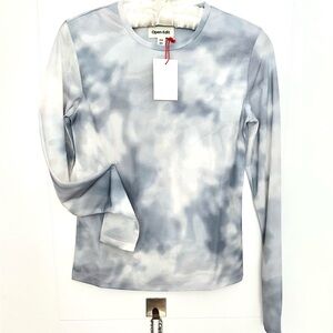 Open Edit Women's Long Sleeve Tie-Dye Top - Gray